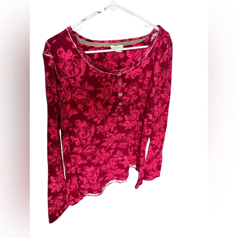 Sundance Rosey Delights Floral Cotton Henley XL - Picture 2 of 10